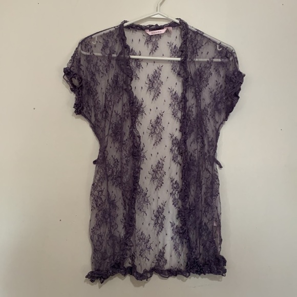 Romantic Purple Lace Kimono Top La Vie en Rose (Size M) - Picture 3 of 7